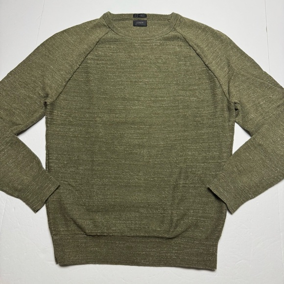 2 J.Crew Rugged Crewneck All Cotton Sweaters In Green, Gray Size: S (Slim Fit) - Picture 3 of 7